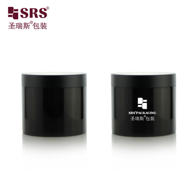 SRSQ 400g Injeksi Hitam Glossy PP PCR Daur Ulang Bahan Ramah Lingkungan Single Wall Body Cream Jars Container Kemasan Kosmetik