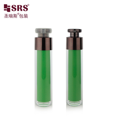 Double wall AS plastik kemasan kosmetik tanpa udara 15ml 30ml 50ml dekorasi khusus warna kosong perawatan kulit serum lotion kecantikan wadah pompa vakum