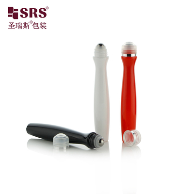SRS8447-15ML kosong Custom Color Plastik Roller Steel Ball Untuk Eye Gel Bentuk Radian Desain Unik PETG Material Applicator