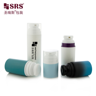PA603 Injeksi Custom Glossy Color Green White Purple Pink Round Airless Lotion Flask Dengan Snap On Pump