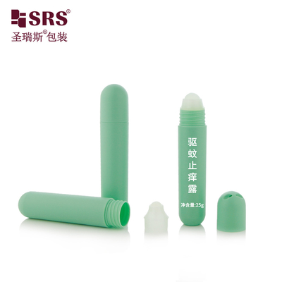 RPPG 25ml Injeksi Custom Pantone Color Frosted Dome Cap Round Bottom Plastic PCR Eco-friendly Roller PP Ball Bottle Applicator With Bag Lanyard Portable Size