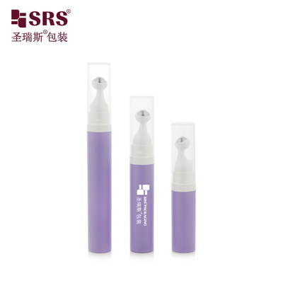 A0035 7.5ml 10ml 15ml Cat Frosted Ungu Warna Custom Cantik Plastik PP PCR Bahan Daur Ulang Airless Roll On Serum Botol