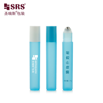 RPP-15ML Semi-Transparent Baby Blue Frosted Plastic Roller Applicator Cylinder Anti-Itch Liquid Bottles Pengemasan