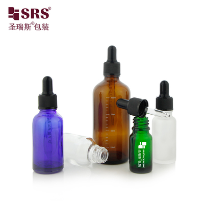 D002 5ml 10ml 15ml 20ml 30ml 50ml 100ml 18/415 Botol Kaca Ribbed Shoulder Dropper Applicator Untuk Minyak Esensial