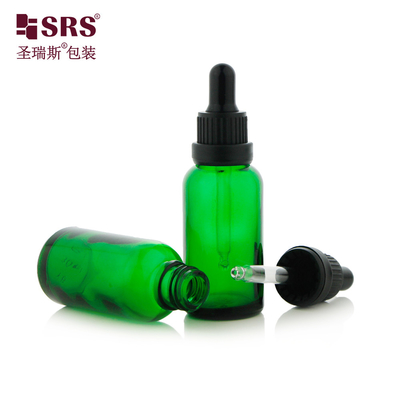 D005 Minyak Pijat Tubuh Kosong Botol Kaca Hijau Amber Biru Dengan Tutup Dropper Warna Disesuaikan