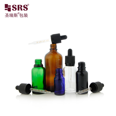 D006 15ml 30ml 50ml Botol Dropper Kaca Hijau Transparan Terjelas Untuk Serum Wajah Tutup Anti-Pengganggu