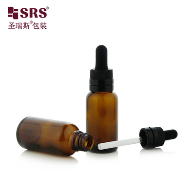D007 Amber Semi-Transparent Mold Glass Dropper Lid Bottle For Hair Essence Tamper-proof Child Resistant Lid Seal (Botol dropper kaca semi-transparent untuk rambut)
