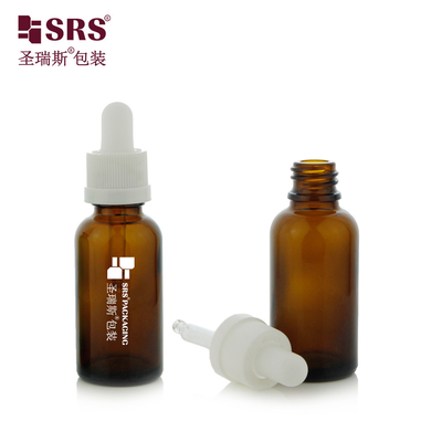 D010 Botol Kaca Transparan Cetakan Kaca Dengan CRC Anak Tahan Cap Dropper Tutup Untuk Serum Esensi Rambut