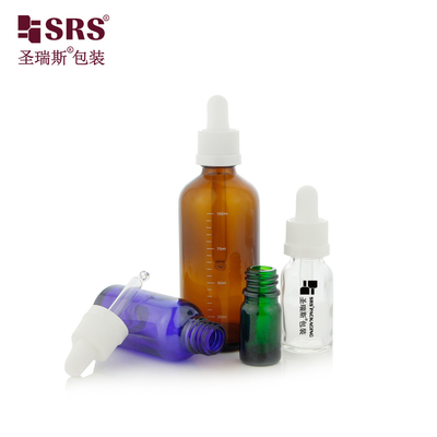 D010 Botol cetakan kaca transparan yang indah dengan tutup tahan anak CRC dan tutup dropper presisi yang disesuaikan untuk serum esensi rambut premium