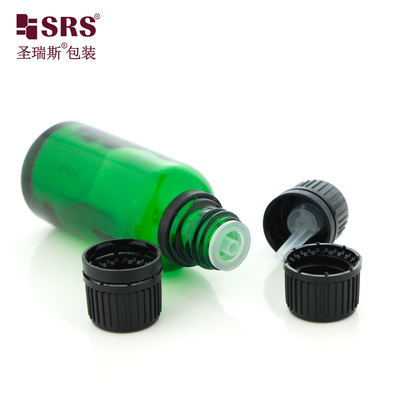 G001 Botol kaca cetakan dengan sekrup colokan dan tutup anti tamper yang ideal untuk menyimpan dan melestarikan minyak esensial dengan tutup plastik hitam tahan lama