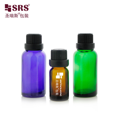 G004 Blue Amber Green Glass Round Bottle With Big Screw TE Cap Untuk Pengemasan Cairan Obat Minyak