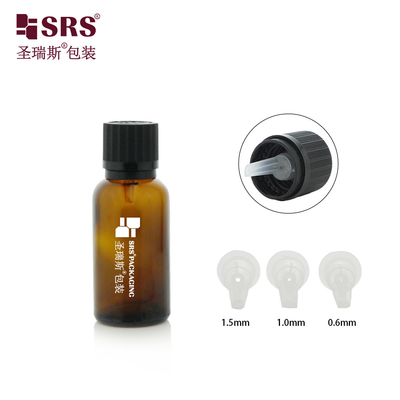 G009 Cute Design TE CRC Black Screw Cap Amber Green Transparent Glass Bottle With Plastic Insert Untuk Minyak Esensial