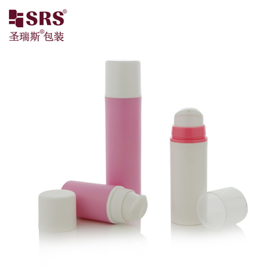 A0211 15ml 30ml 50ml Bentuk Bulat Plastik Elegant Airless Pompa Lotion Botol Pink Snap On Desain Pompa