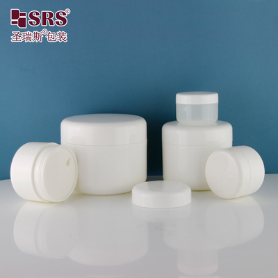 SRSA 15g 20g 30g 50g 100g 150g 200g 250g Lingkaran Sudut Plastik Injeksi Putih Glossy Single Wall Jar Packaging