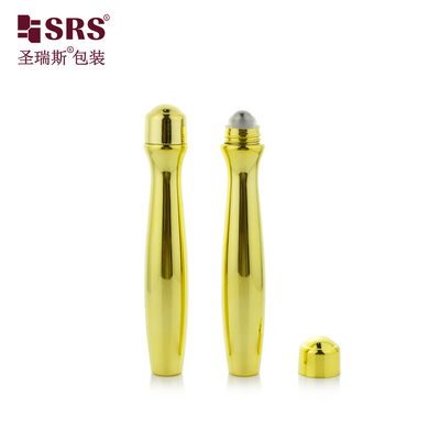 SRS8447-15ML Metallized Shiny Gold Empty PETG Plastic Roll On Bottle Untuk Gel Mata Bentuk Pinggang