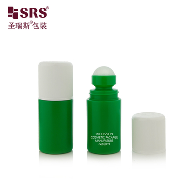 RPPC1-60ML Custom Green Solid Color Plastik PP PCR Bahan Daur Ulang Roll On Deodorant Gel Botol Pengemasan