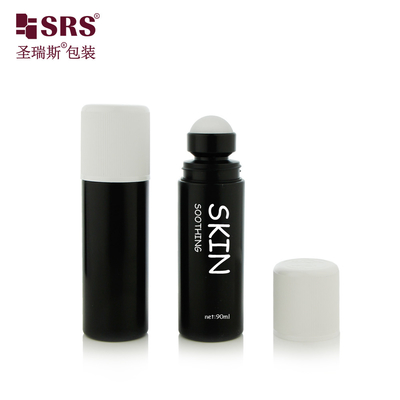RPPD1-90ML Botol Plastik PP Matte Hitam Dengan Tutup Tahan Anak Dinding Ganda Tidak Ada Kebocoran Untuk Gel Antiperspirant