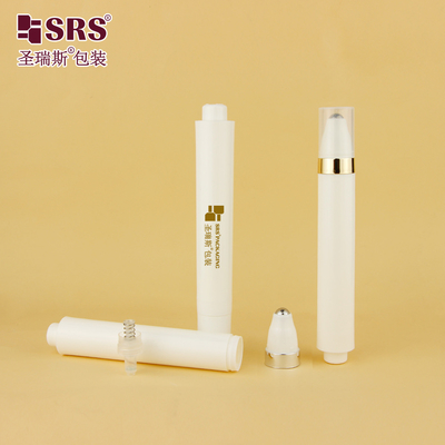 AY 15ML Injeksi Putih Glossy Matte Finished Round Pen Bentuk Airless Roll On Bottle Untuk Eye Cream Container
