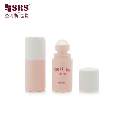 RPPC1-60ML Disesuaikan Pink Matte Plastik PP PCR Eco Friendly Material Antiperspirant Gel Roller Ball Botol