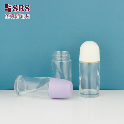 BLPG-B 50ml Grosir Deodorant Bentuk Unik Roll On Botol Kaca Tanpa Kebocoran Penyesuaian Kemasan Kosmetik Jelas