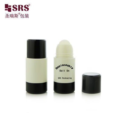 RPPE 50ml 75ml Botol Roll On Plastik Mono PP PCR Berwarna Krim yang Dapat Diganti untuk Gel Deodoran
