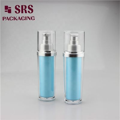 Botol losion putih mewah L041 dengan bahu emas, botol pompa alas bedak