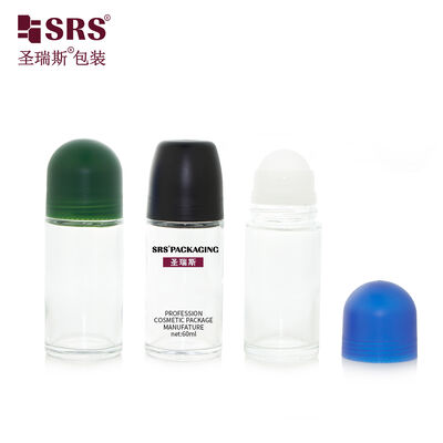 BLPG-C 60ml Clear Transparent Empty Glass Roll On Deodorant Gel Bottle Dengan Logo Ditcetak