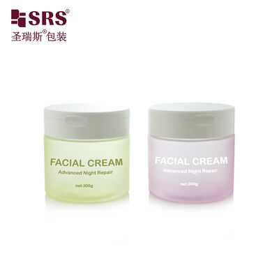 PET007 200g 250g 300g Jar Krim PET Plastik Dengan Tutup Flip Untuk Scrub Tubuh, Toner Pads Dengan Sendok