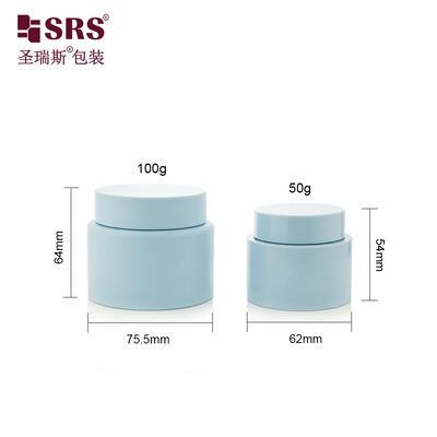 SRSJL 50g 100g kosong dicat Matte Biru Warna PP Cream Jar Container kustomisasi Body Scrub Jar