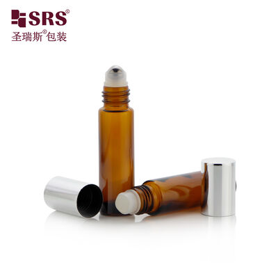 Botol Roller Kaca 10ml Botol Roll On Kaca Amber/Bening Didesain dengan Bola Roller Baja Anti Bocor untuk Minyak Esensial dan Wewangian