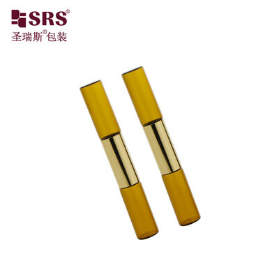 4ml+4ml Double‑Ended Tubular Glass Roller Bottle 8ml Total Refillable Dual Chamber Roll‑On Vial for Essential Oil Perfume Lip Oil Cosmetic Packaging