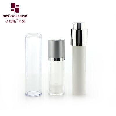 bentuk bulat 15ml 30ml 50ml botol akrilik kosong tanpa udara pompa lotion