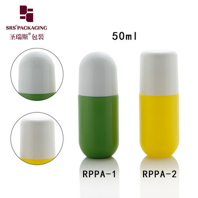 Bentuk pil Cute Plastik Kosong Grosir Custom Warna Hijau 50ml Roll On Botol