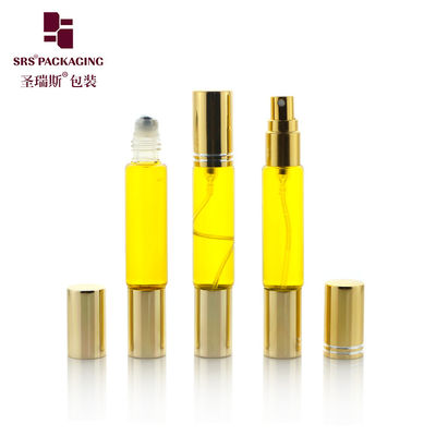 10ml emas Tutup Kosong Double Head Desain Roller Dan Semprot Botol Untuk Parfum