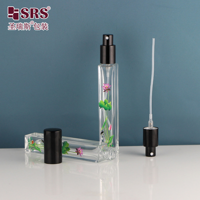 Bentuk persegi transparan kaca kosong pompa semprotan mewah parfum atomizer 10ml