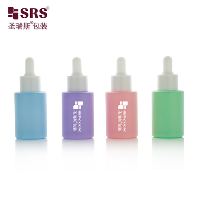 Cat Warna Frosted Kosong Perawatan Kulit Serum Kaca Datar Dropper Botol 30ml
