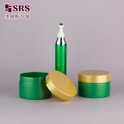 Luxury PP Plastic Cosmetic Packaging Set Botol Roller Dan Jar Container Untuk Krim